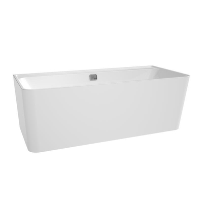 Villeroy & Boch Collaro half vrijstaand half vrijstaand bad 180x80cm rechthoek overloop chroom Acryl Glans Wit