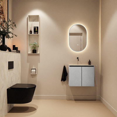 MONDIAZ TURE-DLUX 60cm toiletmeubel Plata. EDEN wastafel Ostra positie links. Zonder kraangat.