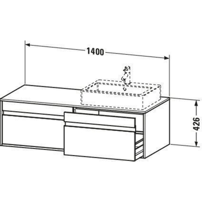 Duravit Ketho Wastafelonderkast 140x55x42.6cm 2 lades Standaard greep met softclose spaanplaat Grafiet Mat