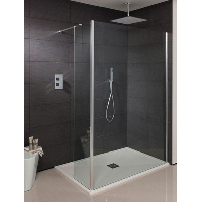 Crosswater Design S zijwand met hoekprofiel 20x195cm zilver helder glas