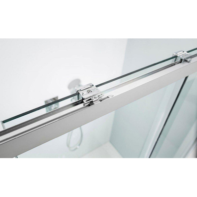 Crosswater Design S softclose schuifdeur - 140x195cm - helder veiligheidsglas - zilver profiel SHOWROOMMODEL