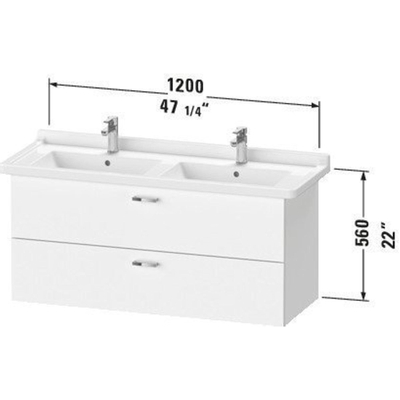 Duravit XBase Wastafelonderkast 120x46.8x56cm Standaard greep met softclose spaanplaat wit Mat