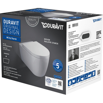 Duravit Starck Me wandclosetpack diepspoel Rimless 37x57cm met softclose closetzitting wit