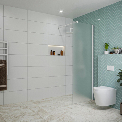 FugaFlow Eccelente Vetro inloopdouche badkamer - 70x200cm - mat glas - wandarm - mat wit