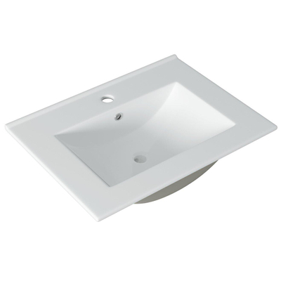 Adema Chaci Badkamermeubelset - 80x46x55cm - 1 keramische wasbak wit - 1 kraangat - 2 lades - noten (hout)