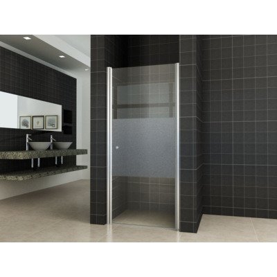 Wiesbaden Partly nisdeur rechts 1000 x 2000 x 8 mm nano helder glas met melkglas middenband/chroom