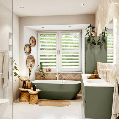 Mondiaz VICA Badkamermeubelset - 200cm - army - 4 lades - Wastafel MOON - rechts - 1 kraangat - kleur talc - XL versie 60cm hoog