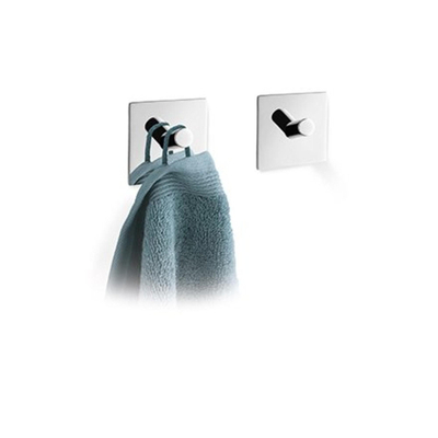 Zack Peco handdoekhaak 4.2x4.2cm vierkant zelfklevend Hoogglans Gepolijst RVS set van 2