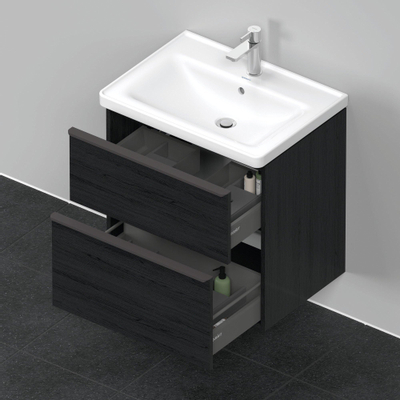 Duravit D-Neo wastafelonderkast 63.4x62.5x45.2cm 2 lades Eiken (zwart) Mat