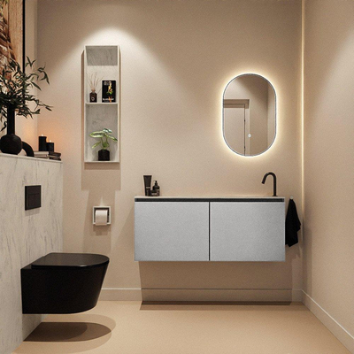 MONDIAZ TURE-DLUX 120cm toiletmeubel Plata. EDEN wastafel Opalo positie rechts. Met 1 kraangat.