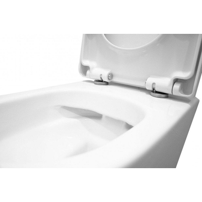 Wiesbaden Vesta toiletset Rimless 52cm inclusief UP320 toiletreservoir en softclose toiletzitting met bedieningsplaat glans verchroomd