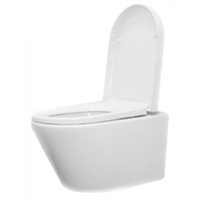 Wiesbaden Vesta toiletset spoelrandloos 52cm inclusief Wisa toiletreservoir en softclose toiletzitting met Argos bedieningsplaat wit