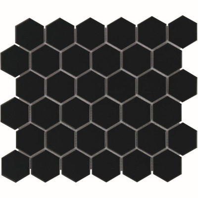 The Mosaic Factory Barcelona mozaïektegel - 28.2x32.1cm - wandtegel - Zeshoek/Hexagon - Porselein Black Glans