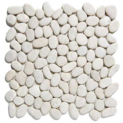 The Mosaic Factory Natural Stone mozaïektegel - 30.5x30cm - wand en vloertegel - Organisch - Rivier steen Ivory Mat