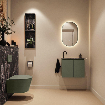 MONDIAZ TURE-DLUX 60cm toiletmeubel Army. EDEN wastafel Lava positie links. Met 1 kraangat.