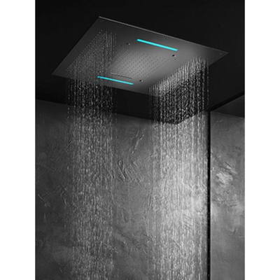 Hotbath Mate inbouwhoofddouche vierkant 95x95cm met LED verlichting nikkel geborsteld