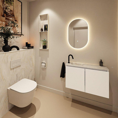 MONDIAZ TURE-DLUX 80cm toiletmeubel Talc. EDEN wastafel Ostra positie links. Met 1 kraangat.