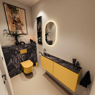 MONDIAZ TURE-DLUX 120cm toiletmeubel Ocher. EDEN wastafel Lava positie links. Met 1 kraangat.