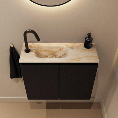 MONDIAZ TURE-DLUX 60cm toiletmeubel Urban. EDEN wastafel Frappe positie links. Met 1 kraangat.