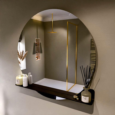 Mondiaz SPOT Badkamerspiegel - rond 110cm - spiegelplanchet - kleur Urban