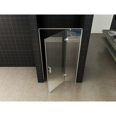 Wiesbaden Turn Shower swingdeur 140x200cm met vast paneel 8mm glas met NANO coating OUTLET