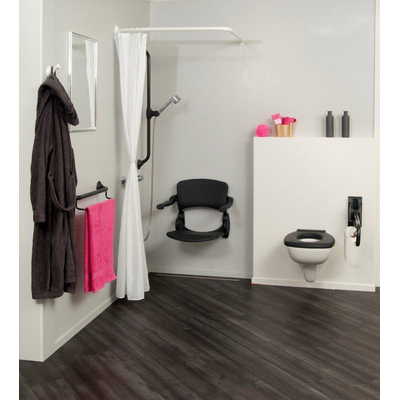 Handicare douchezitting opklapbaar met rug en armleuning antraciet