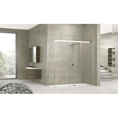 Novellini Rose PH schuifdeur voor vaste wand 117/120x200cm deur schuift naar rechts chroom profiel en helder glas