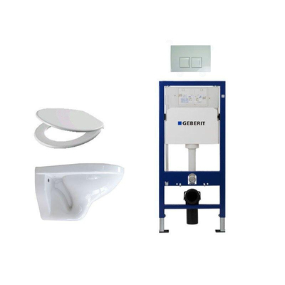 Adema Classico toiletset bestaande uit inbouwreservoir en toiletpot, basic toiletzitting en Delta 50 bedieningsplaat wit