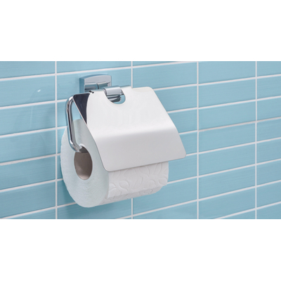 Tesa Klaam Toiletrolhouder met deksel 14x12.5x5.3cm Chroom