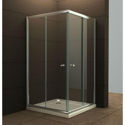 Xellanz Eco hoekinstap cabine met 2 schuifdeuren 900 x 900 x 1900 x 5 mm helder glas/chroom
