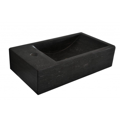 Wiesbaden B fontein 40x22cm links met 1 kraangat hardsteen zwart OUTLET