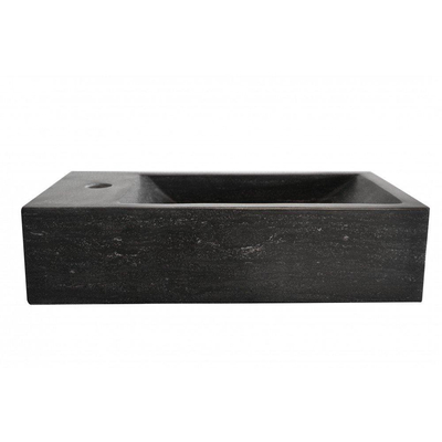 Wiesbaden B fontein 40x22cm links met 1 kraangat hardsteen zwart OUTLET