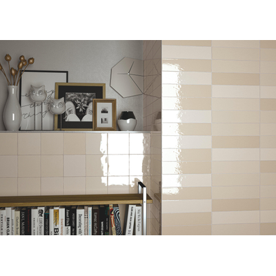 By Goof Moos wandtegel - 6.5x26cm - Ivory glans (crème)