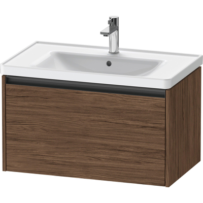 Duravit Ketho 2 wastafelonderbouwkast met 1 lade 78.4x45.5x44cm met greep antraciet donker noten mat