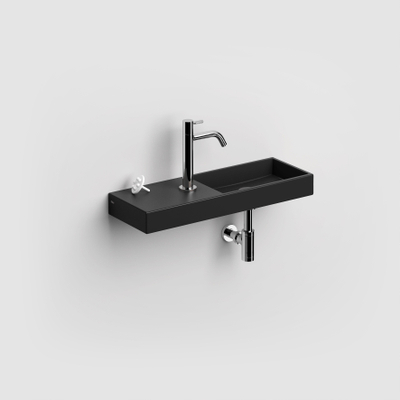 Clou Mini Wash Me fontein 56x19cm kraangat links Keramiek Zwart mat