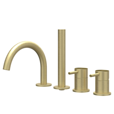 IVY Concord Badrandcombinatie - 4-wegs - mengkraan - draaibare uitloop - uittrekbare handdouche - RVS316 - geborsteld mat goud PVD