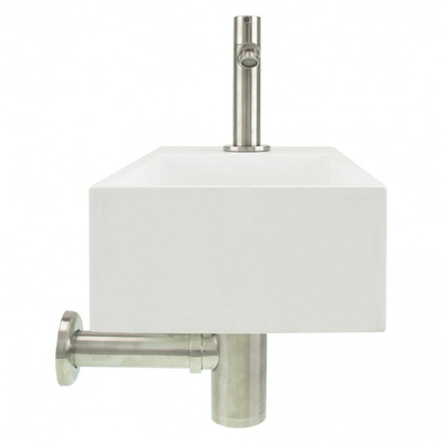 Differnz Solid fonteinset - 36x18.5x9cm - Rechthoek - 1 kraangat - Chroom - Solid Surface Wit