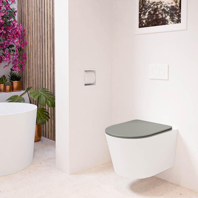 MONDIAZ LAVIE wandclosetpack - 36x53cm - diepspoel - rimless - Talc (offwhite) - softclose - quick-release - toiletzitting - Smoke (grijs)