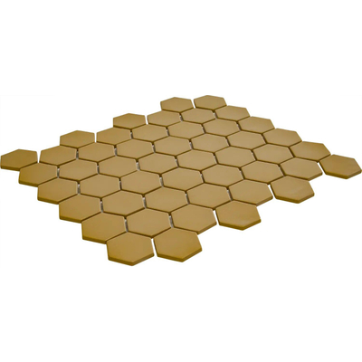 The Mosaic Factory Valencia mozaïektegel - 27.6x32.9cm - wand en vloertegel - Zeshoek/Hexagon - Gerecycled glas Mustard Mat