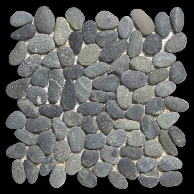 The Mosaic Factory Natural Stone mozaïektegel - 30.5x30cm - wand en vloertegel - Organisch - Rivier steen Dark Grey Mat