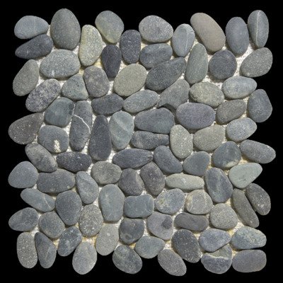 The Mosaic Factory Natural Stone mozaïektegel 30x30cm voor wand en vloer voor binnen en buiten riviersteen donker grijs