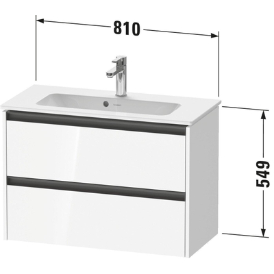 Duravit Ketho 2 wastafelonderbouwkast met 2 laden 81x39x54.9cm met grepen antraciet basalt mat