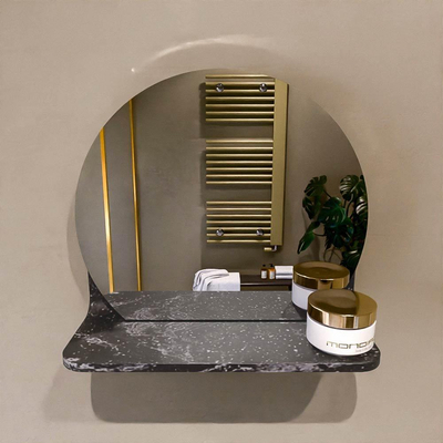 Mondiaz SPOT Badkamerspiegel - rond 30cm - spiegelplanchet - kleur Lava