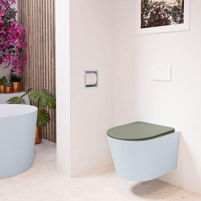 MONDIAZ LAVIE wandclosetpack - 36x53cm - diepspoel - rimless - clay (blauw) - softclose - quick-release - toiletzitting - Army (groen)