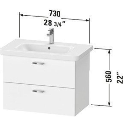 Duravit XBase Wastafelonderkast 73x44.8x56cm Standaard greep met softclose spaanplaat Grafiet Mat