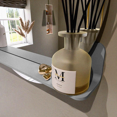 Mondiaz SPOT Badkamerspiegel - rond 70cm - spiegelplanchet - kleur Plata