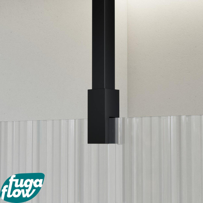 FugaFlow Eccelente Vetro inloopdouche badkamer - 30x200cm - ribbelglas - plafondarm - mat zwart