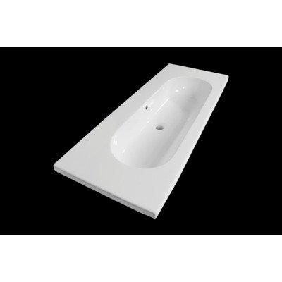 Saniclass Palermo Meubelwastafel - 120x47x3.5cm - overloop - 1 wasbak midden - 1 kraangat - keramiek - wit