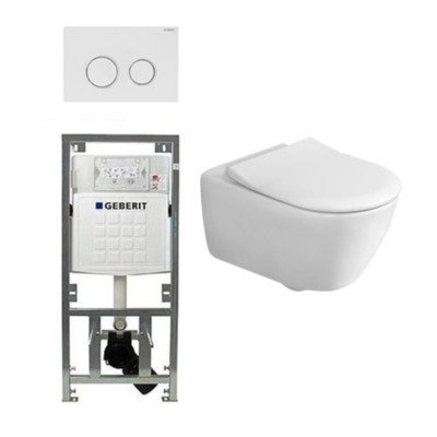 Villeroy & Boch Subway 2.0 Inbouwset met wandclosetpot wit softclose slimseat zitting afdekplaat sigma20 wit