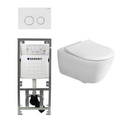 Villeroy en boch Subway 2.0 Inbouwset met wandclosetpot wit softclose slimseat zitting afdekplaat sigma20 wit